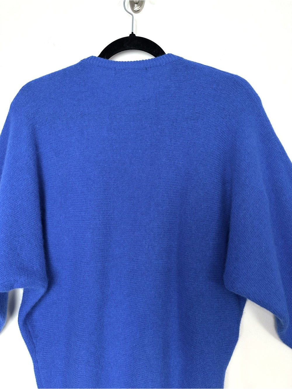 Vintage Wool Angora Cobalt Blue Dolman Sleeve Sweater Minimalist Bold Classic - Picture 9 of 10